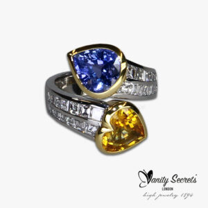 Vanity Secrets London Ring Ceylon Sapphire Drop & Heart