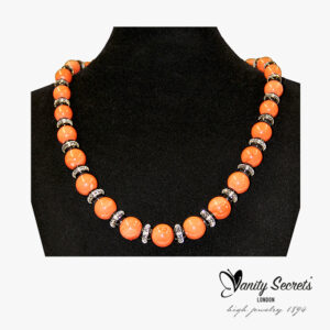Vanity Secrets London Collier rare coral with Onix rounds